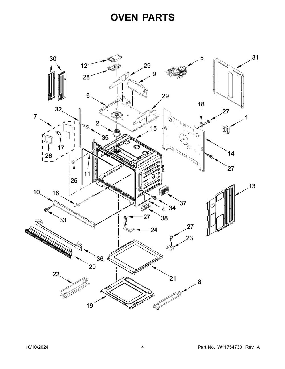 03 - Oven Parts Diagram and Parts List for JMW2427LL03  Whirlpool Microwave Oven Combo