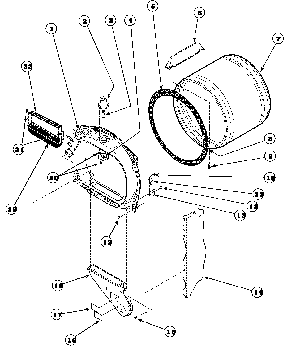 03 - Fr Blkhd, Air Duct, Felt Seal And Cylinder Diagram and Parts List for LG8269L2  Whirlpool Washer