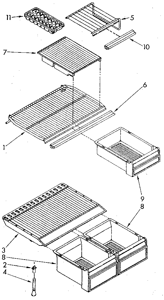 Shelf Diagram and Parts List for ET18NKXSM04  Whirlpool Refrigerator