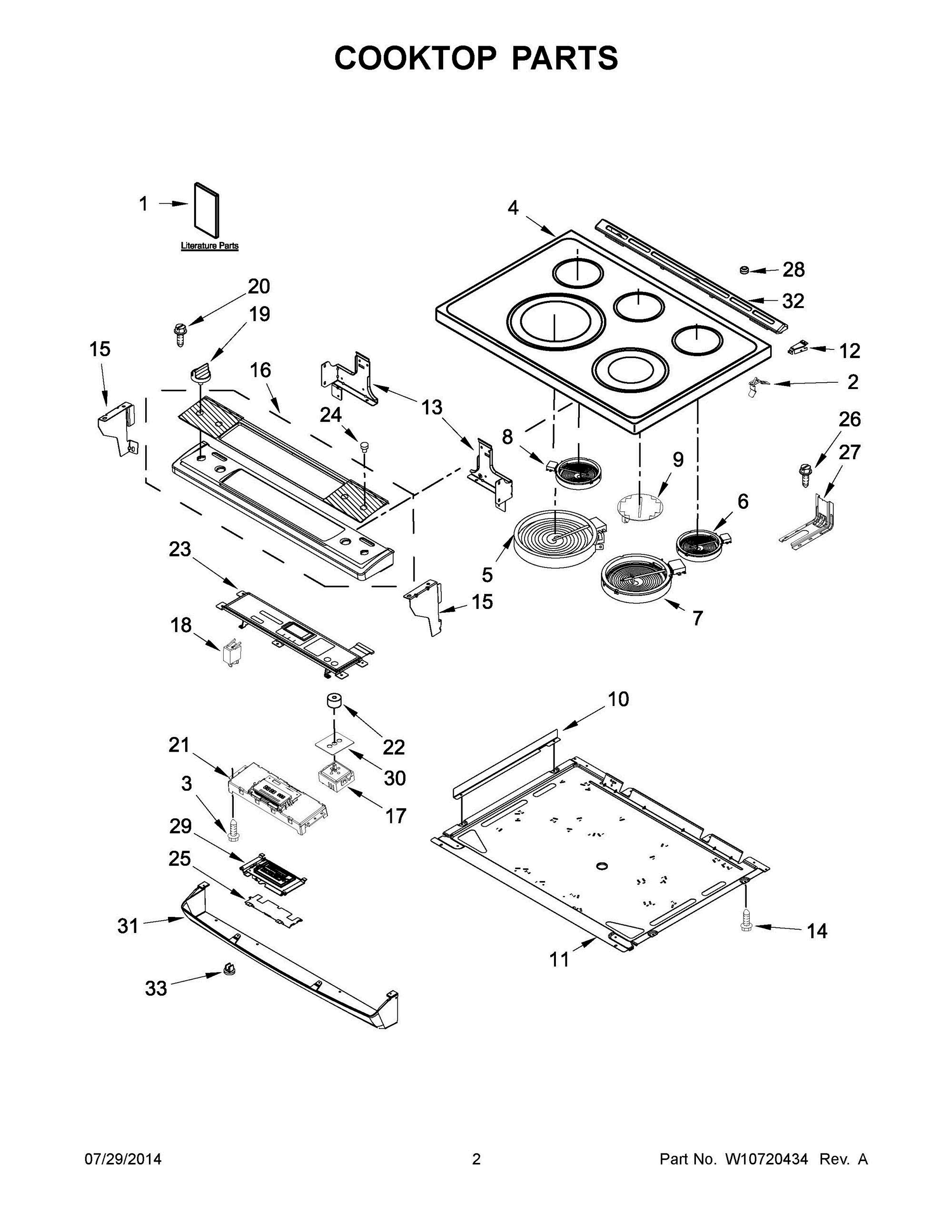 02 - COOKTOP PARTS Diagram and Parts List for YWEE760H0DS0  Whirlpool Range
