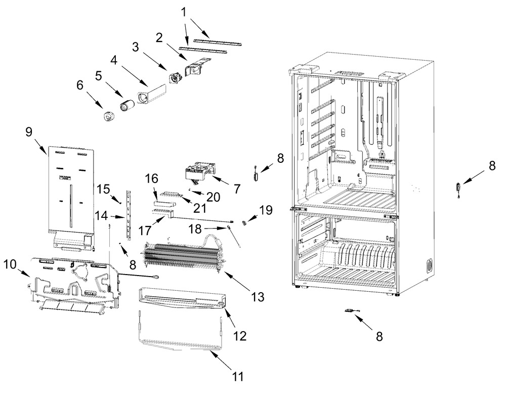 Water And Filter Parts Diagram and Parts List for WRFF3136SW00 WRFF3136SB00-WRFF3136SZ00 Whirlpool Refrigerator
