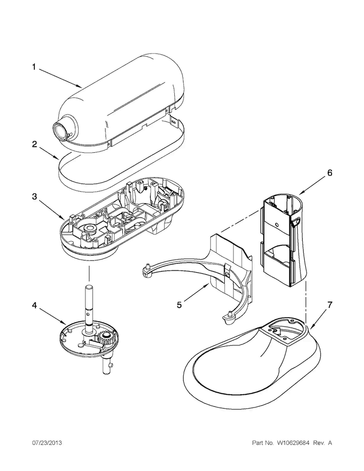 Color Variation Parts Diagram and Parts List for KP26M1FQWH5  KitchenAid Mixer