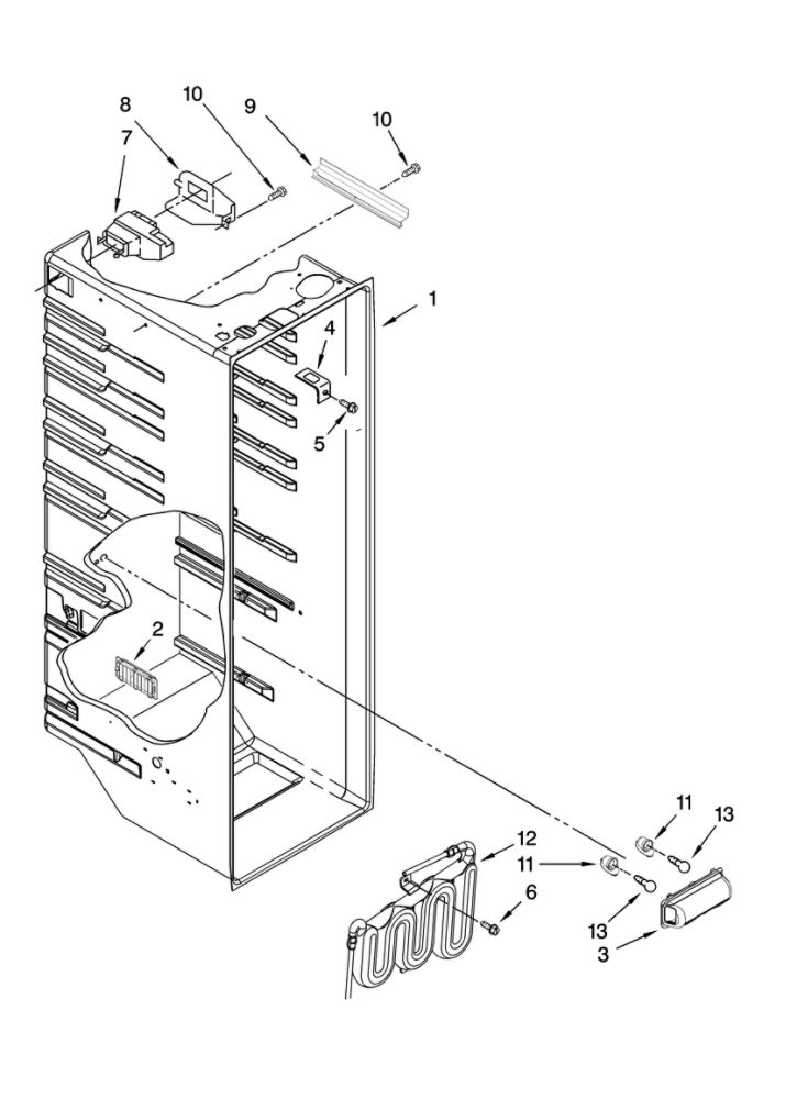 Refrigerator Liner Parts Diagram and Parts List for 10659432801  Kenmore Refrigerator