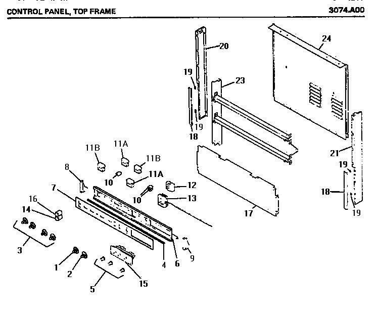 01 - CONTROL PANEL Diagram and Parts List for 3074A00  Whirlpool Range