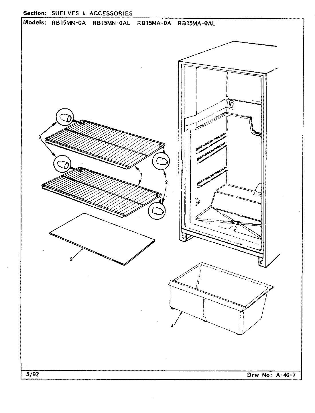 05 - SHELVES & ACCESSORIES Diagram and Parts List for RB15MA-0A  Whirlpool Refrigerator