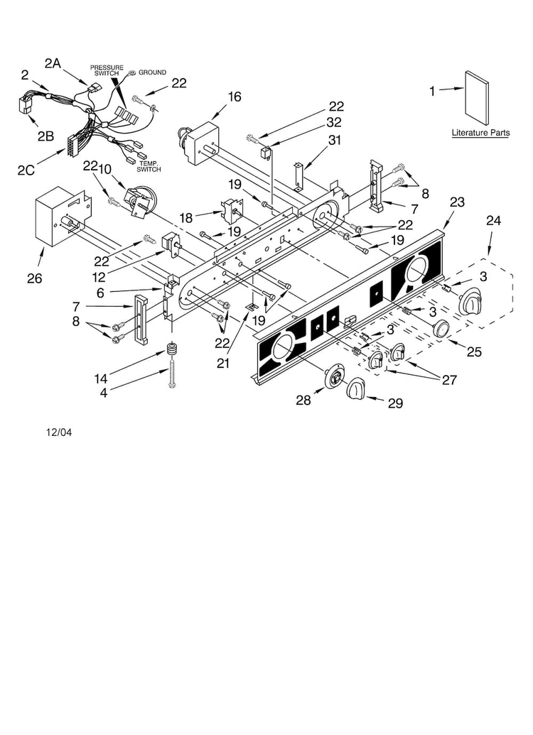 Washer/dryer Control Panel Parts Diagram and Parts List for 11080754002  Kenmore Washer Dryer Combo