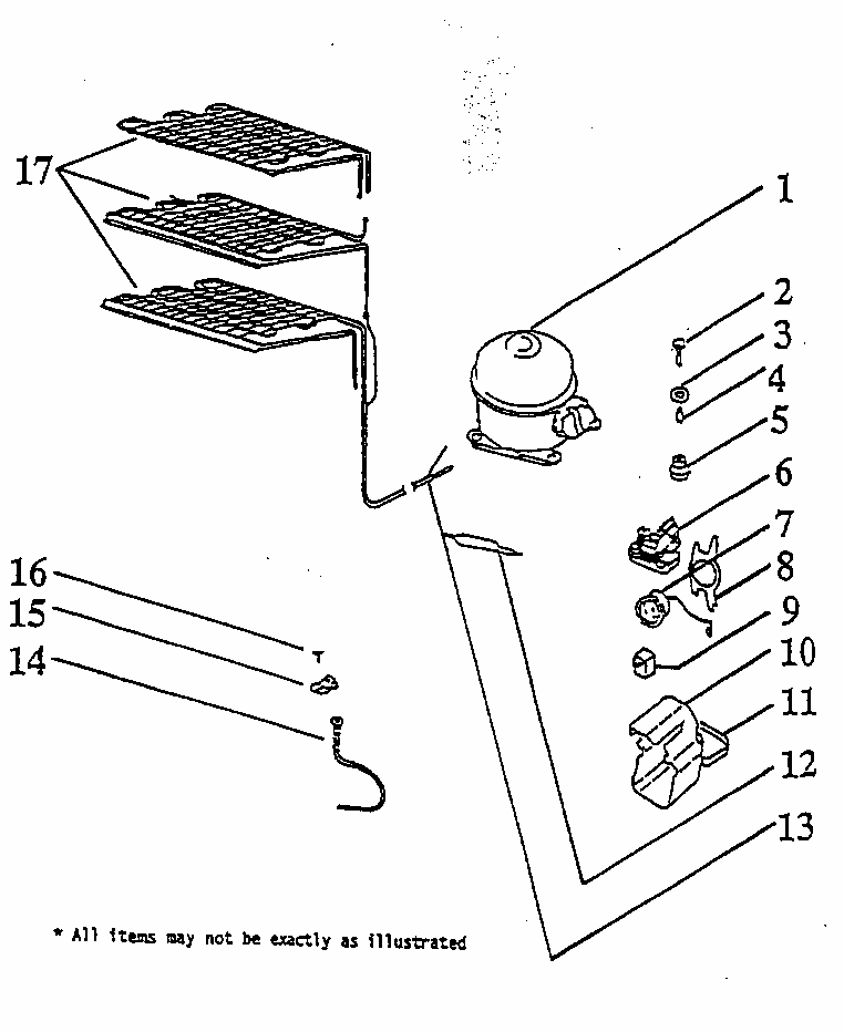 Unit Compartment/system Diagram and Parts List for UCF120H  Whirlpool Freezer