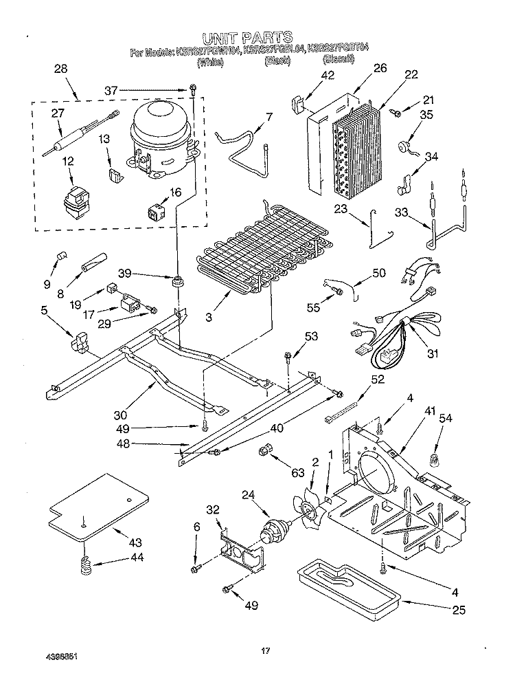 UNIT Diagram and Parts List for KSRS27FGBL04  KitchenAid Refrigerator