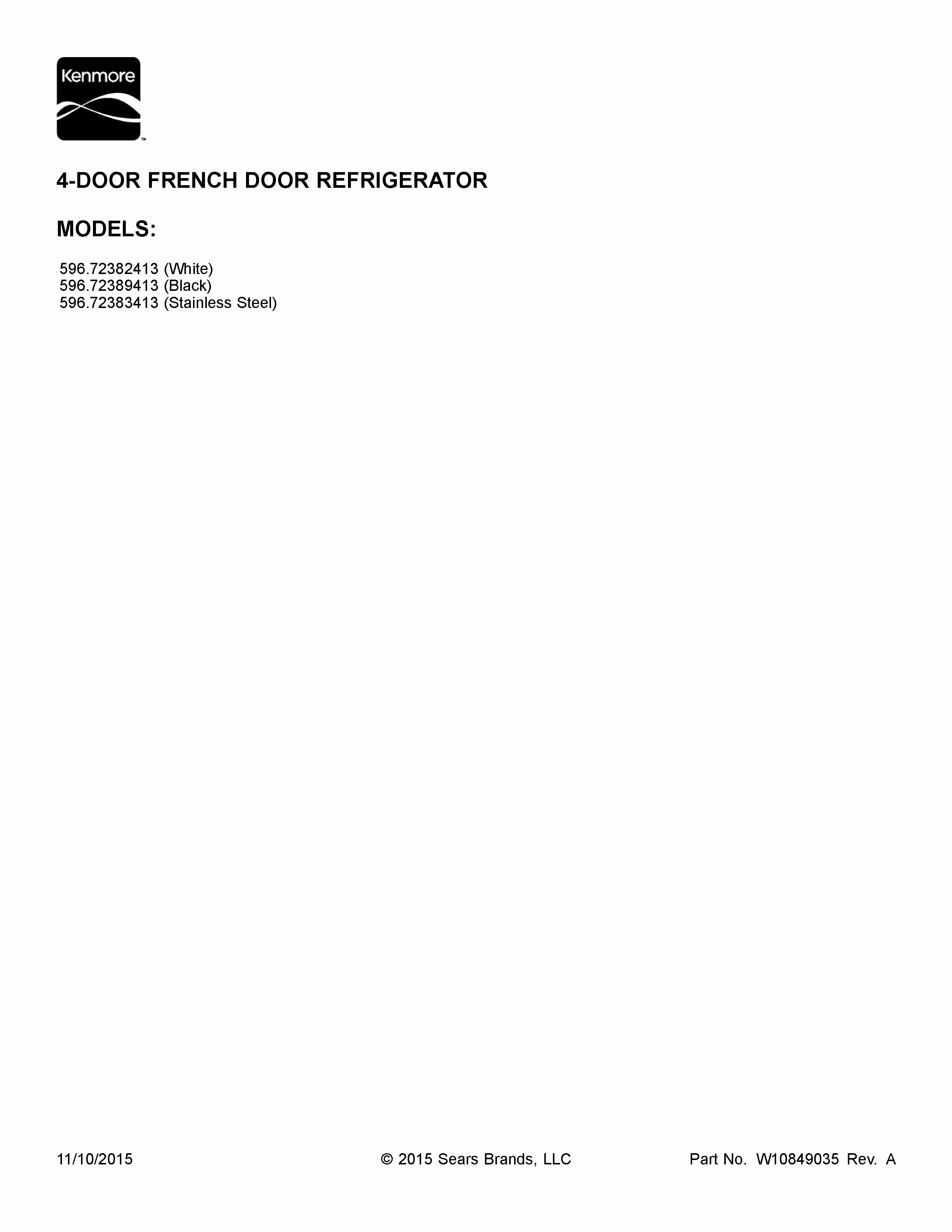 Cover Sheet Diagram and Parts List for 59672383413  Kenmore Refrigerator