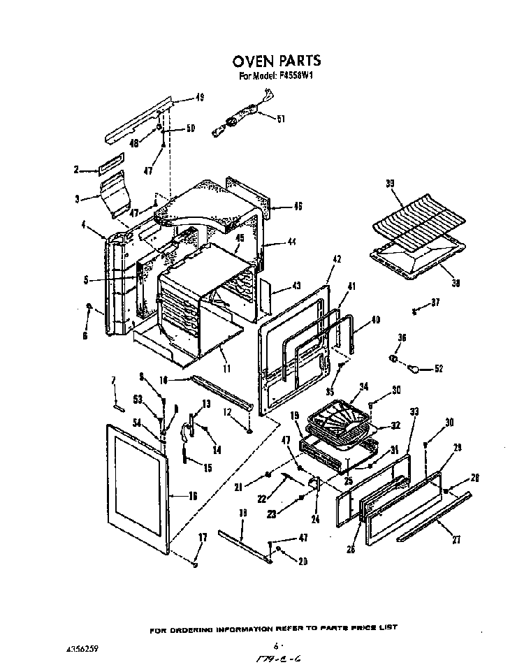 Oven Diagram and Parts List for F4558*1  Roper Range