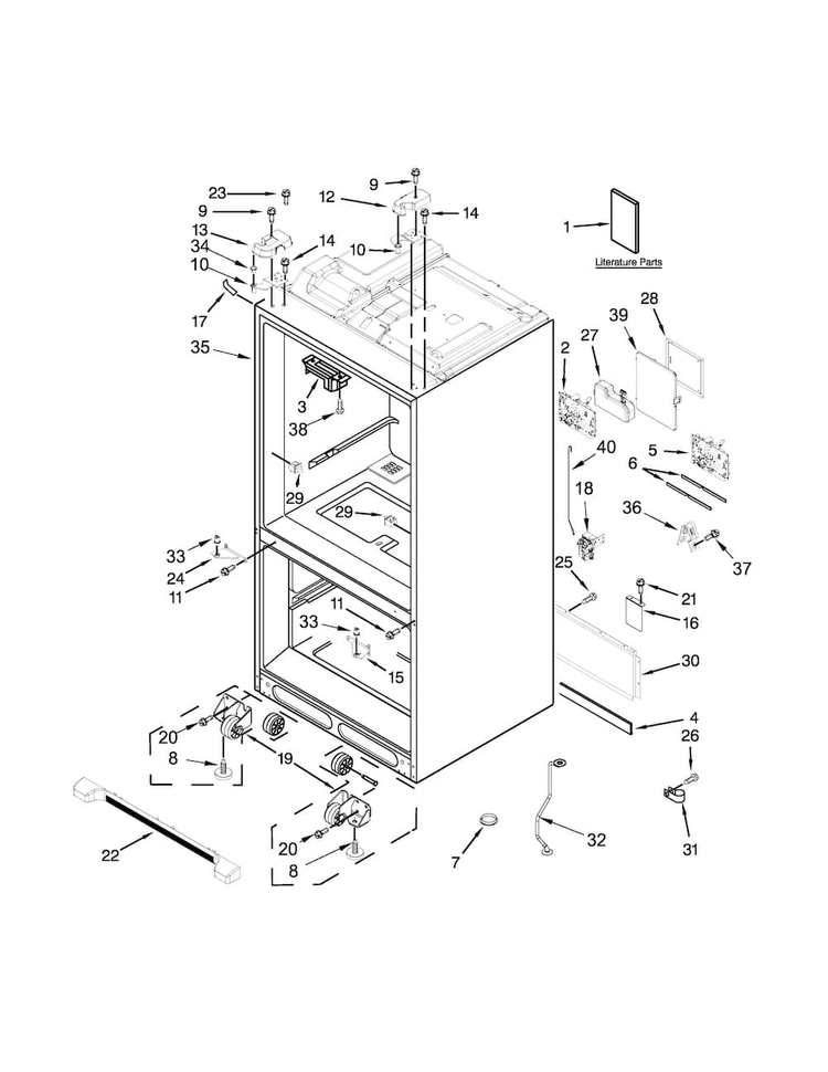 Cabinet Parts Diagram and Parts List for WRX988SIBH00  Whirlpool Refrigerator