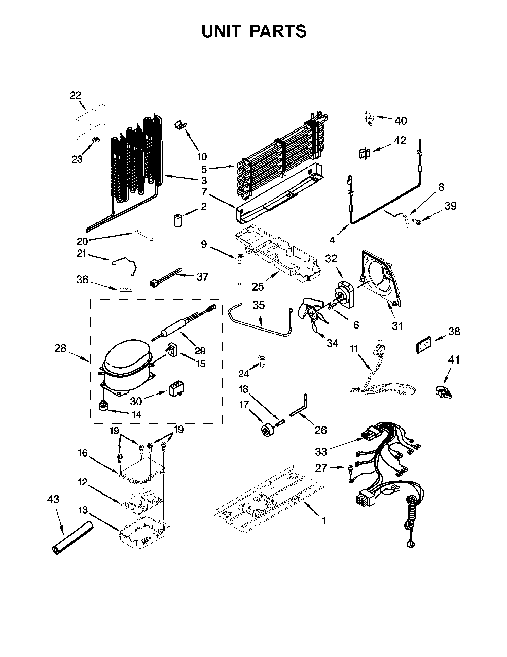 Unit parts Diagram and Parts List for 10679472411  Kenmore Refrigerator