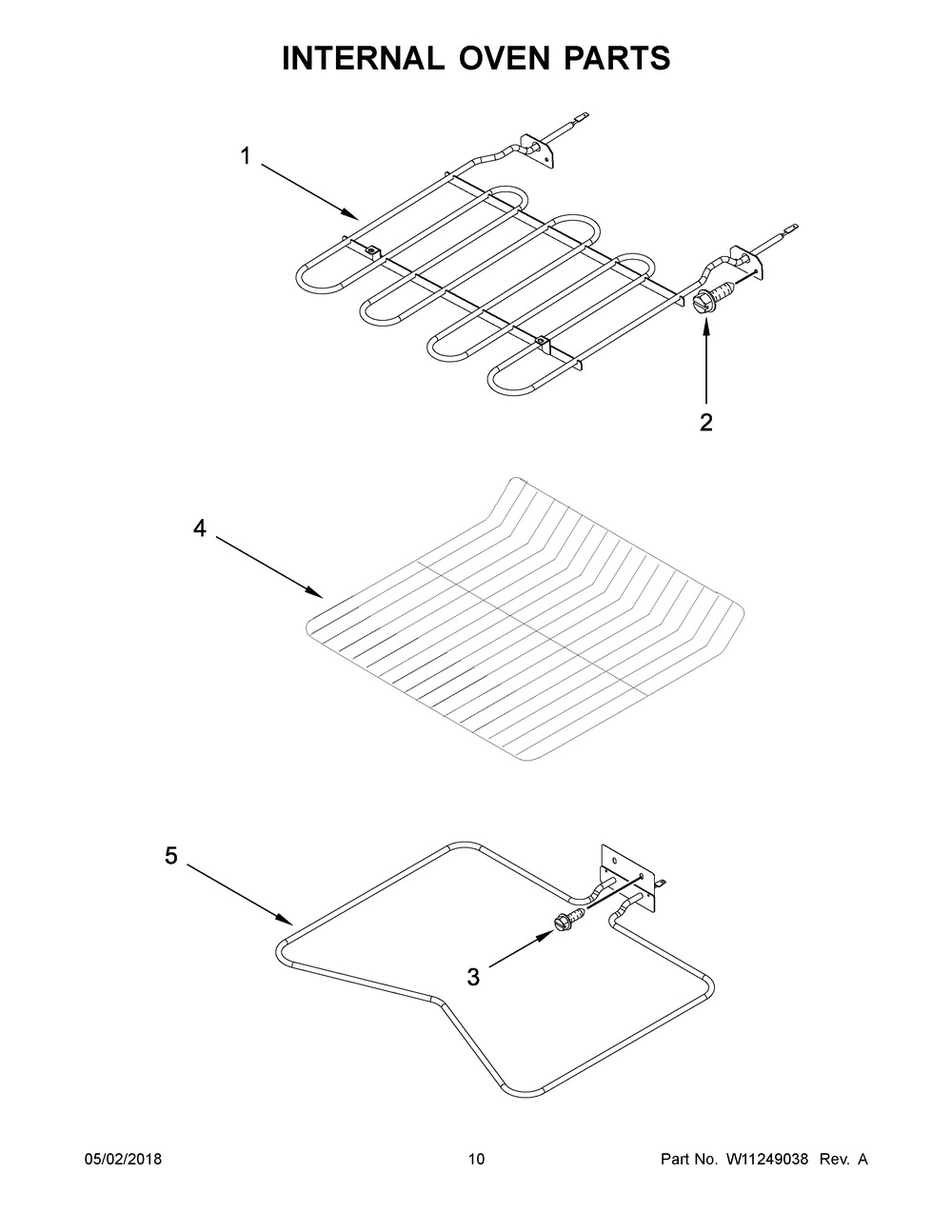 Internal Oven Parts Diagram and Parts List for WOS11EM4EB01  Whirlpool Wall Oven