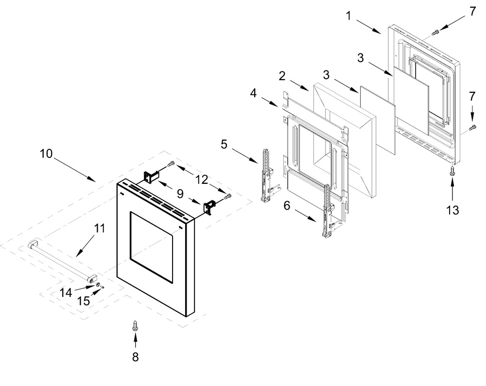 Oven Door Parts (18 In) Diagram and Parts List for KFDC558JAV03  Whirlpool Range