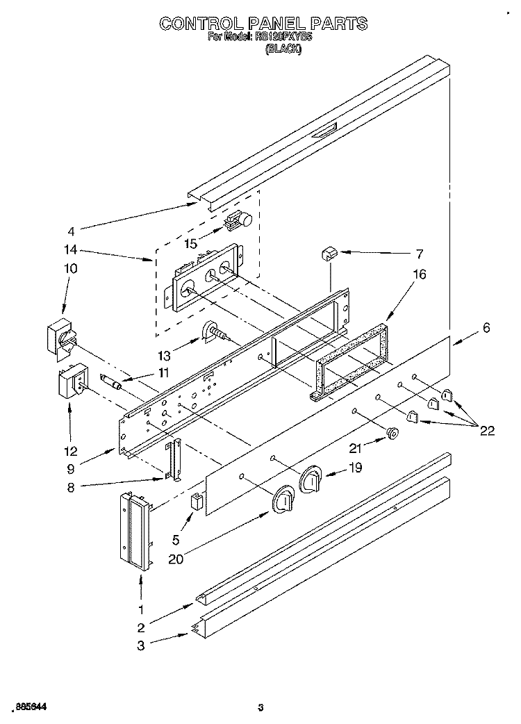 CONTROL PANEL, LIT/OPTIONAL Diagram and Parts List for RB120PXYB5  Whirlpool Wall Oven