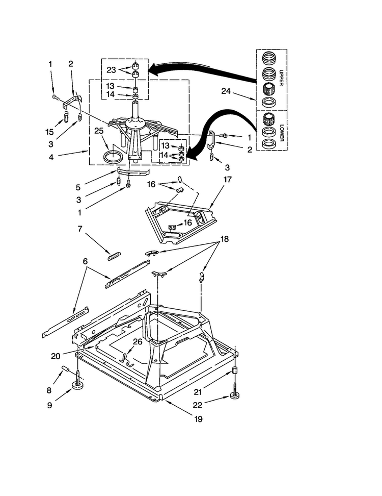 Machine Base Diagram and Parts List for LSQ9560PW2  Whirlpool Washer