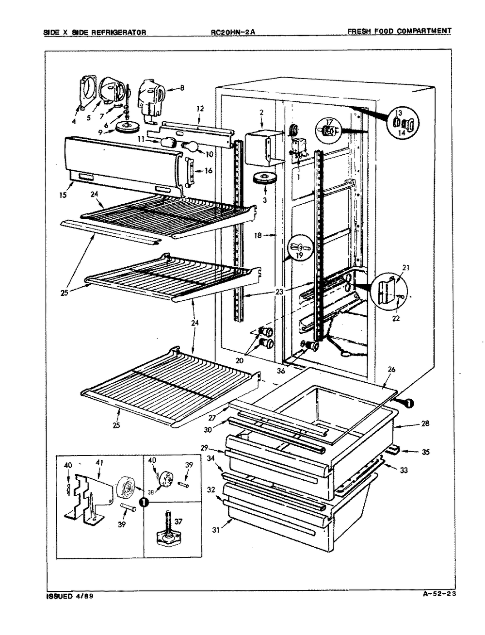 02 - Fresh Food Compartment Diagram and Parts List for RC20HN-2A  Whirlpool Refrigerator
