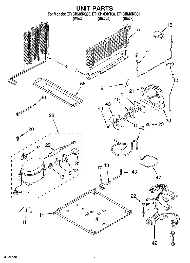 UNIT PARTS Diagram and Parts List for ET1CHMXKT08  Whirlpool Refrigerator