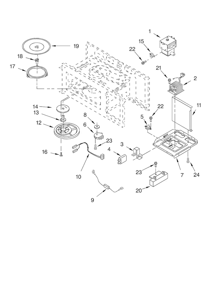 Magnetron And Air Flow Diagram and Parts List for MH6150XHB1  Whirlpool Microwave