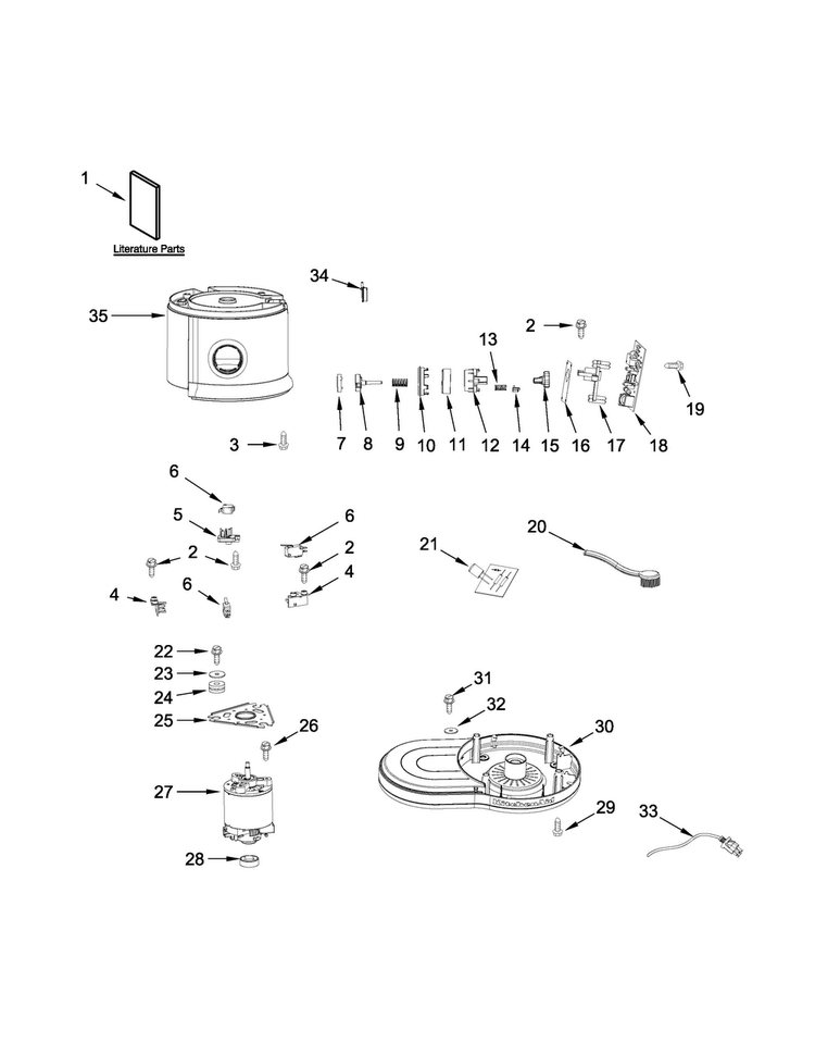 Motor And Main Assembly Parts Diagram and Parts List for 5KVJ0333ANA0  KitchenAid Juicer