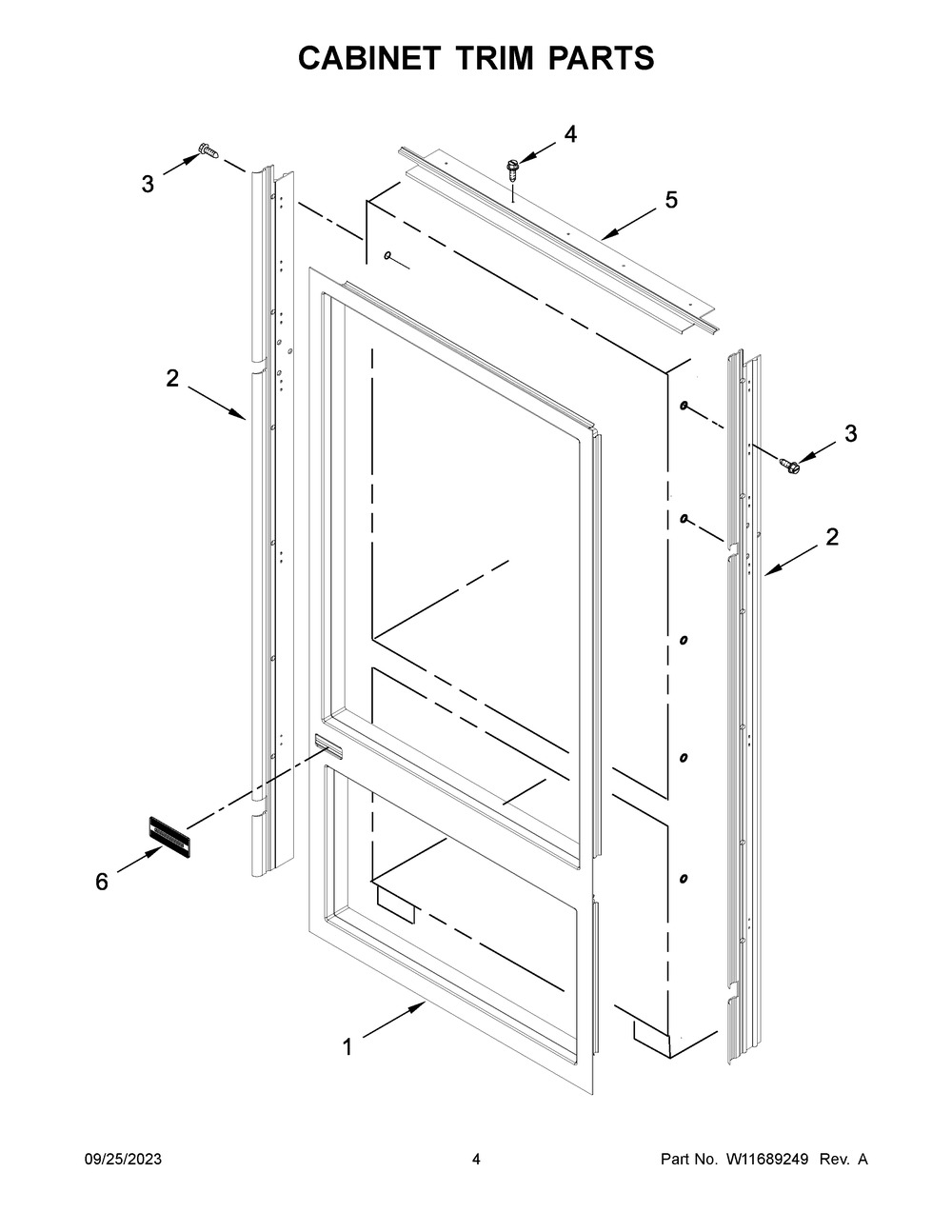 Cabinet Trim Parts Diagram and Parts List for KBBL306ESS05  KitchenAid Refrigerator