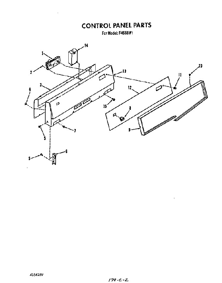 Control Panel Diagram and Parts List for F4558*1  Roper Range