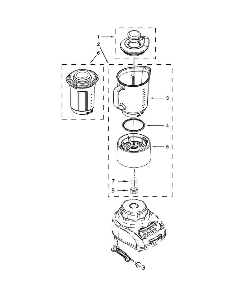 Attachment Parts Diagram and Parts List for 5KSB5553ROB0  KitchenAid Blender