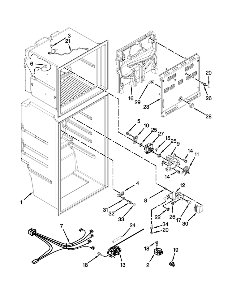Liner Parts Diagram and Parts List for WRT111SFDB01  Whirlpool Refrigerator