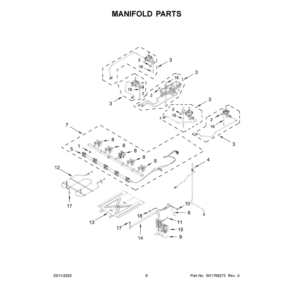 Manifold Parts Diagram and Parts List for KSGS530SPS0  KitchenAid Range