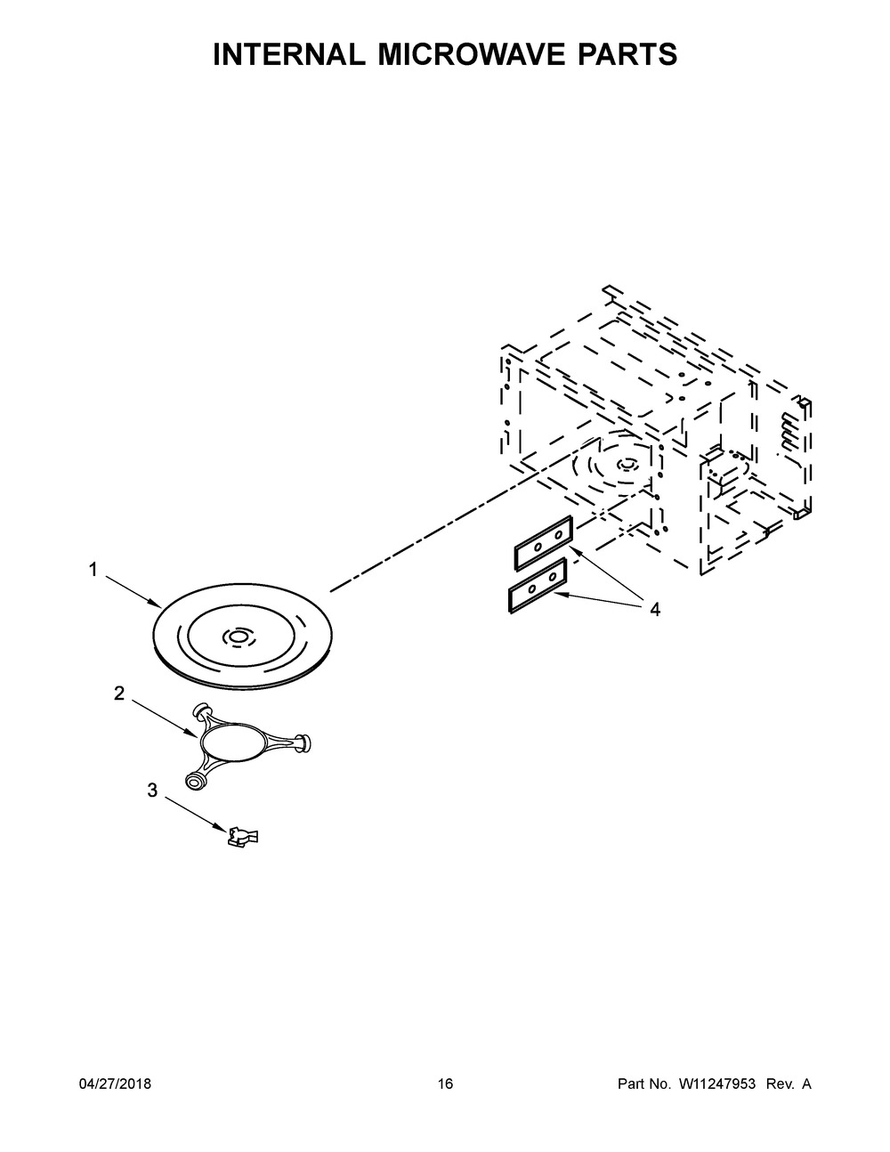 Internal Microwave Parts Diagram and Parts List for WOC54EC0HB01  Whirlpool Microwave Oven Combo