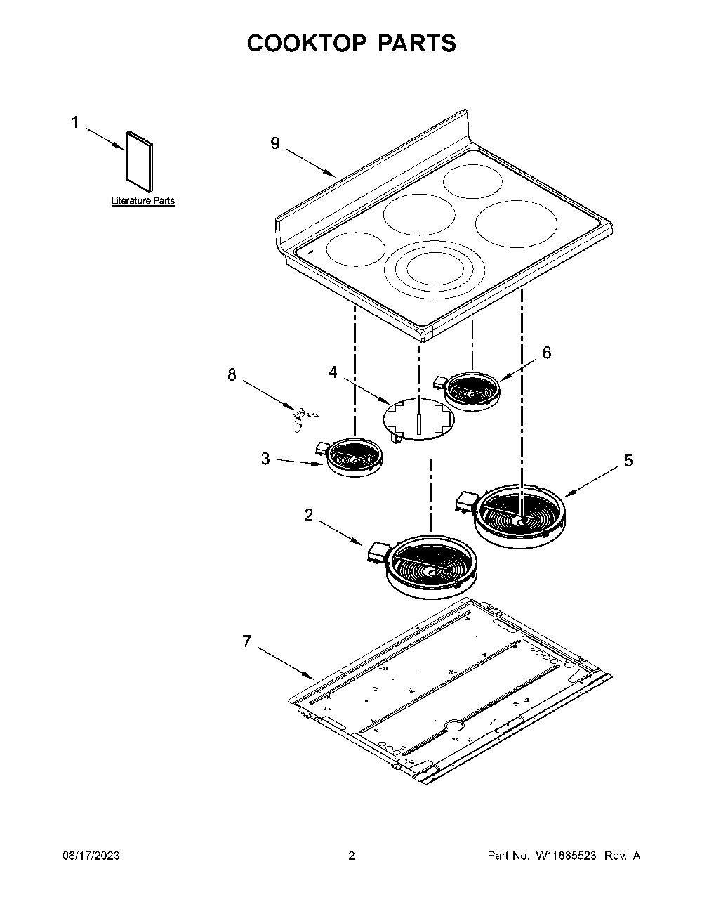 Cooktop Parts Diagram and Parts List for YKFED500ESS6  KitchenAid Range