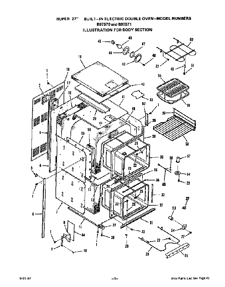 Body Diagram and Parts List for B9757*0  Roper Range