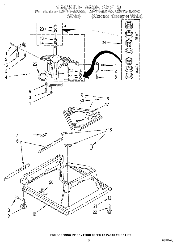 MACHINE BASE Diagram and Parts List for LSV7245AW0  Whirlpool Washer
