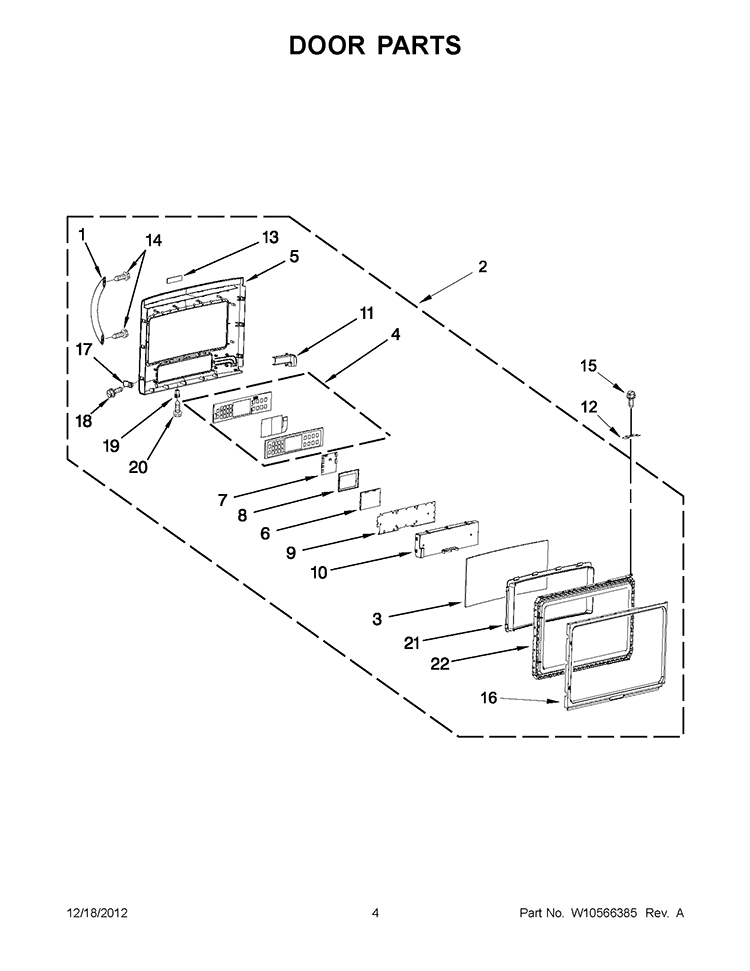 DOOR PARTS Diagram and Parts List for KHMS2050SSS4  KitchenAid Microwave