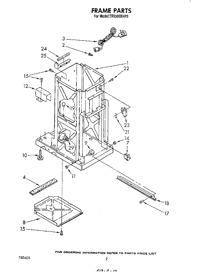 FRAME Diagram and Parts List for TF8500XRP0  Whirlpool Trash Compactor