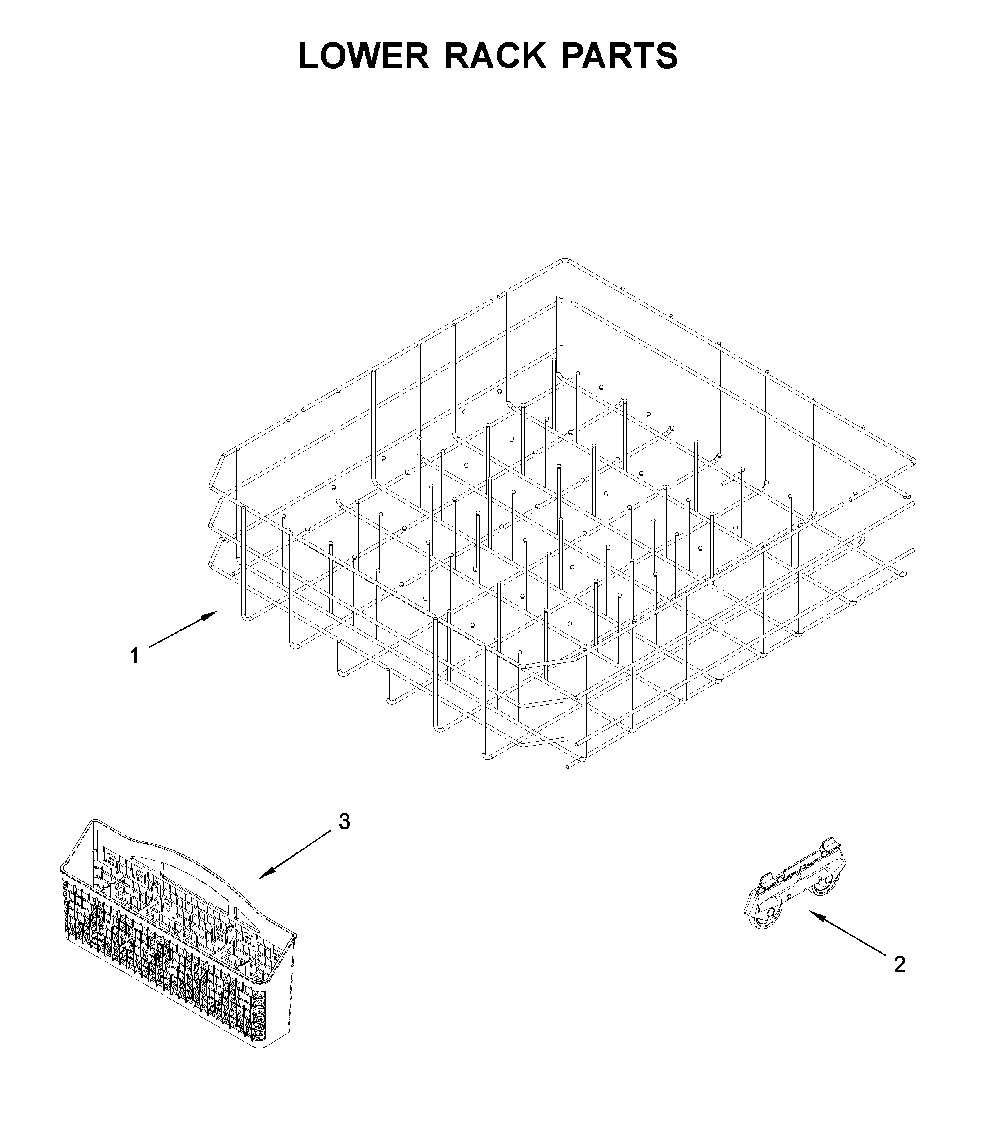 Lower rack parts Diagram and Parts List for WDF330PAHS4  Whirlpool Dishwasher