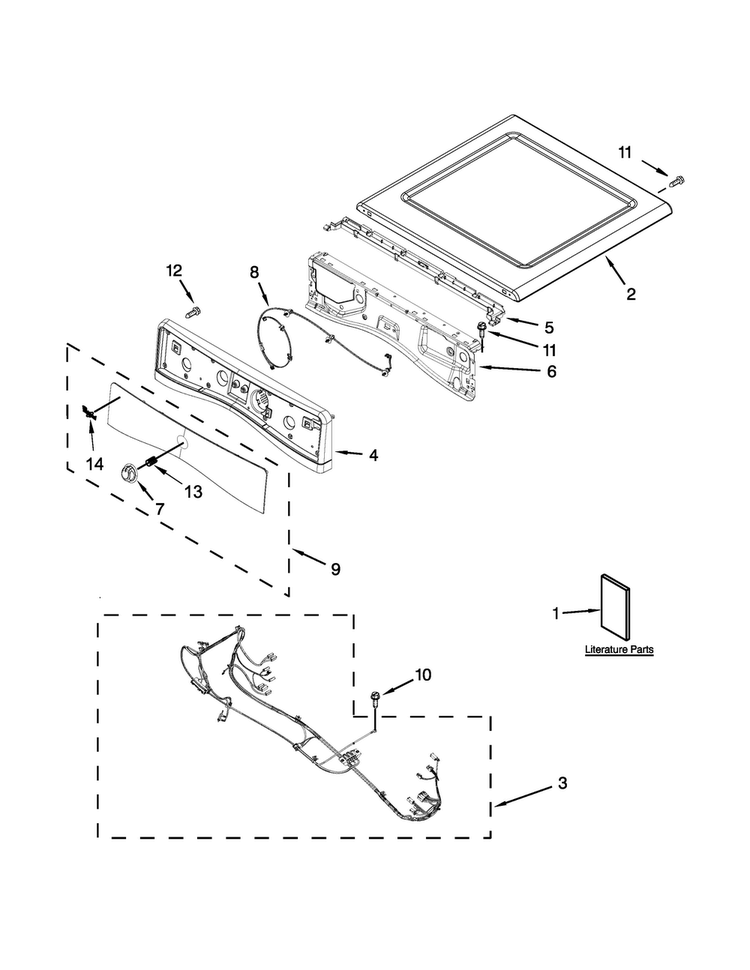 Top And Console Parts Diagram and Parts List for WED81HEDW0  Whirlpool Dryer