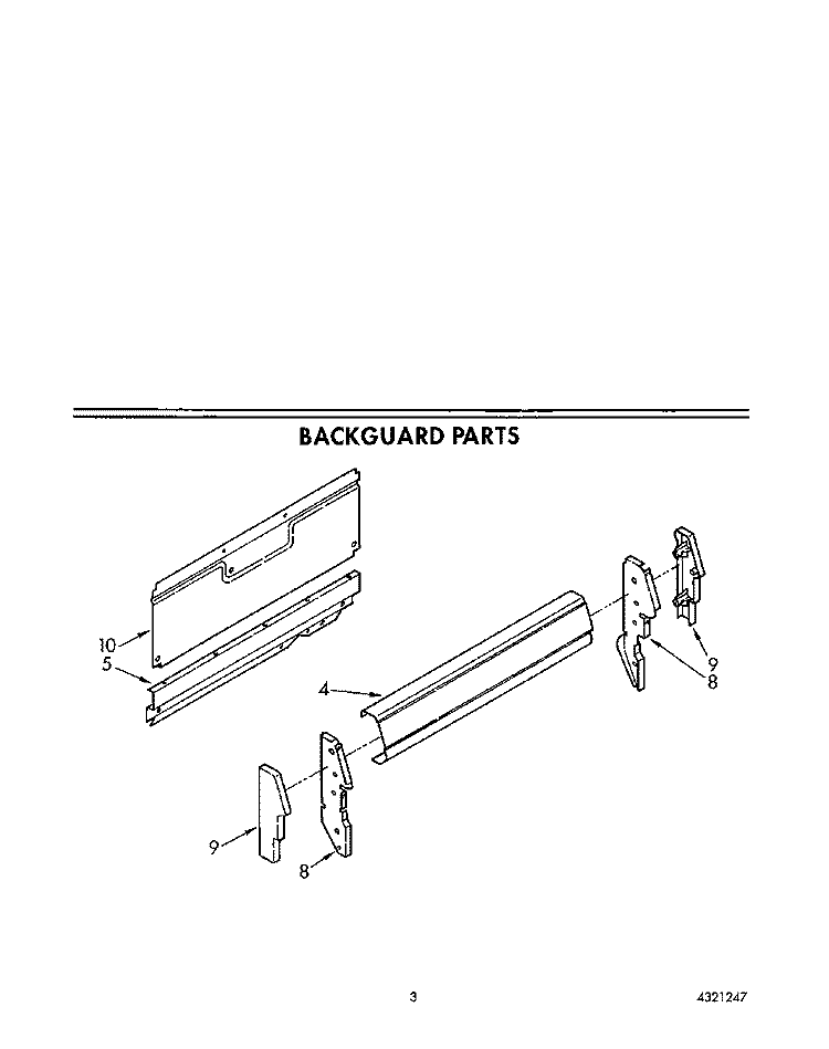 BACKGUARD Diagram and Parts List for FGP320VL1  Whirlpool Range