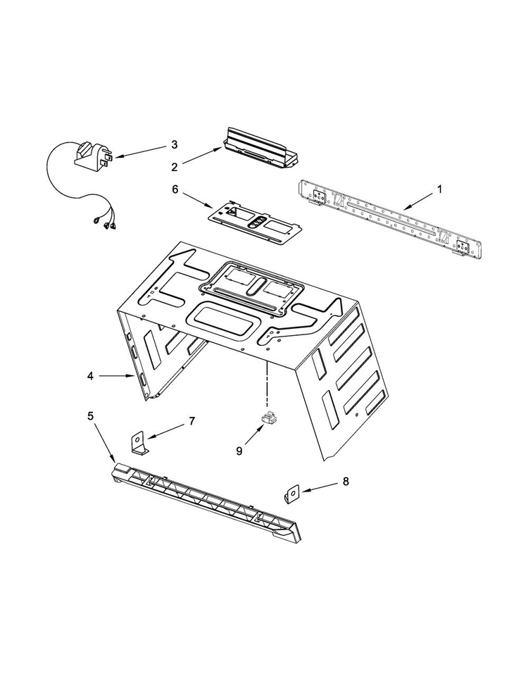 Cabinet And Installation Parts Diagram and Parts List for WMH73521CH2  Whirlpool Microwave