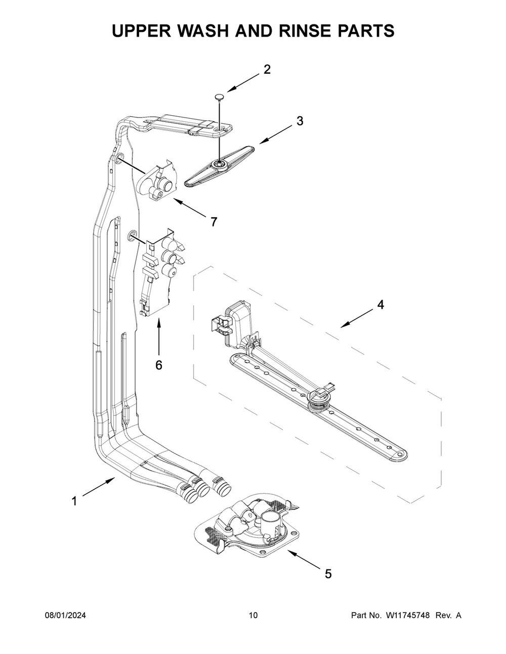 06 - Upper Wash And Rinse Parts Diagram and Parts List for MDB9979SKZ3  Whirlpool Dishwasher
