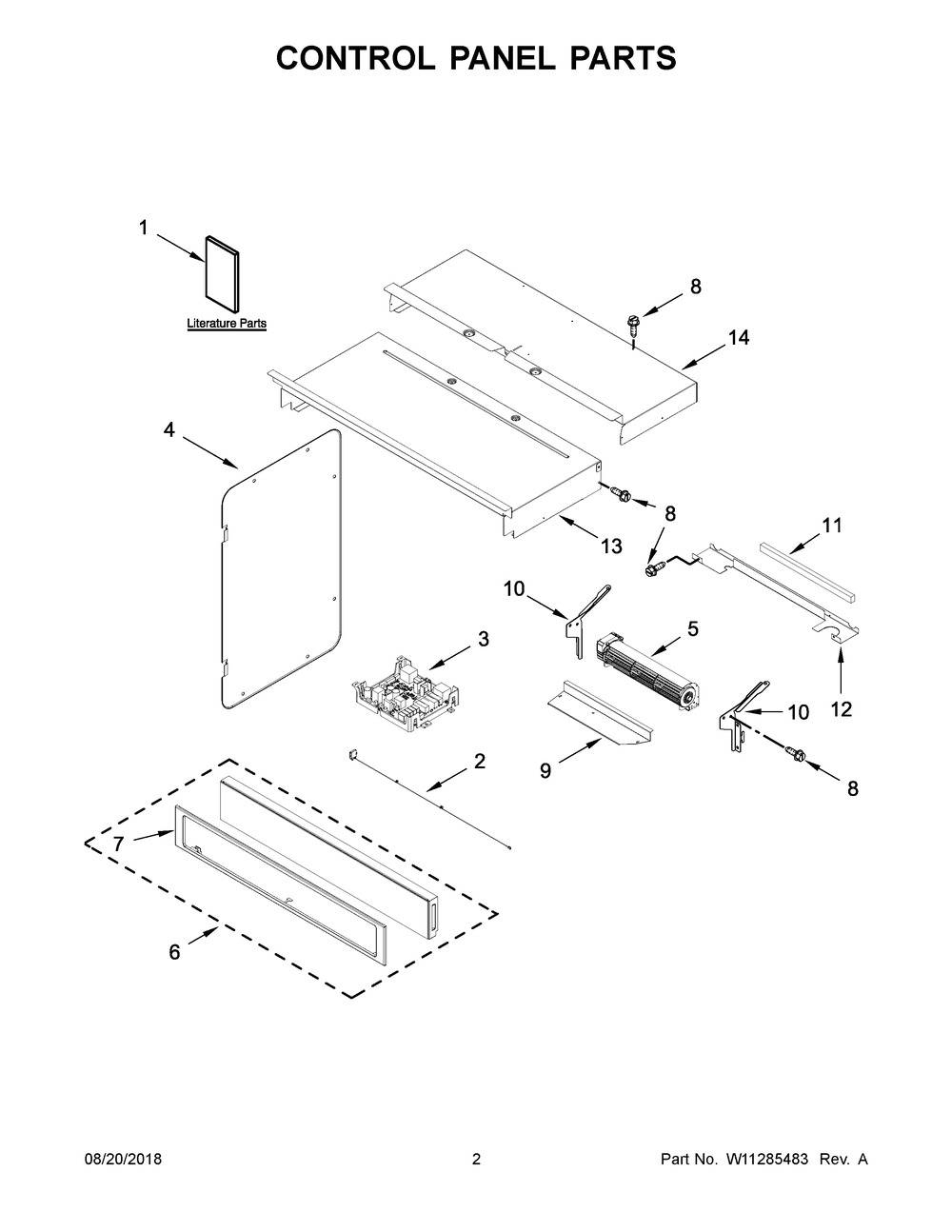 Control Panel Parts Diagram and Parts List for WOC75EC0HS01  Whirlpool Microwave Oven Combo