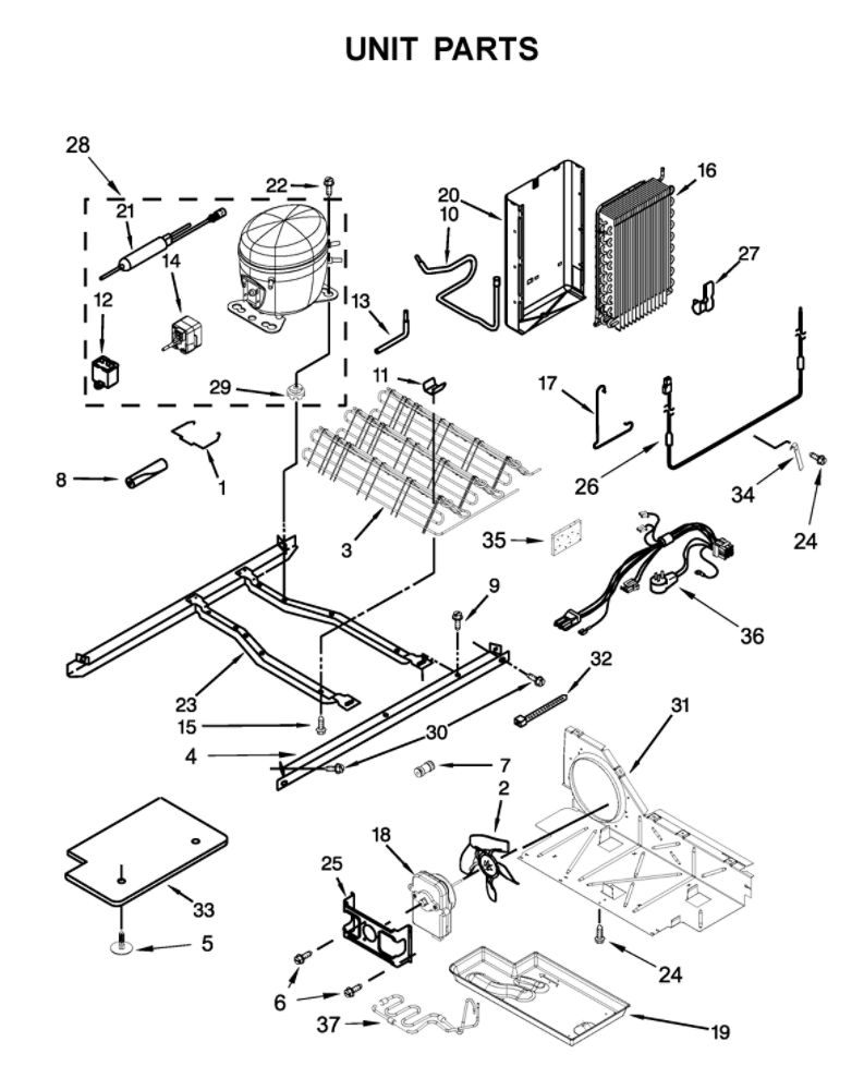 Unit Parts Diagram and Parts List for 10651752714  Kenmore Refrigerator