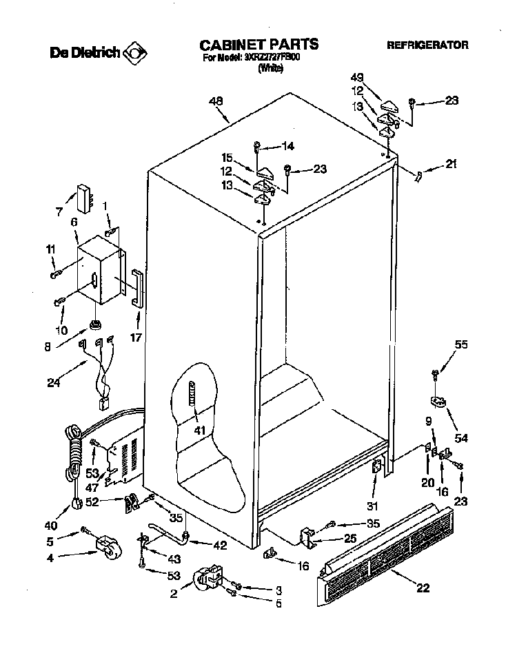 Cabinet Diagram and Parts List for 3XR2727FB00  Whirlpool Refrigerator