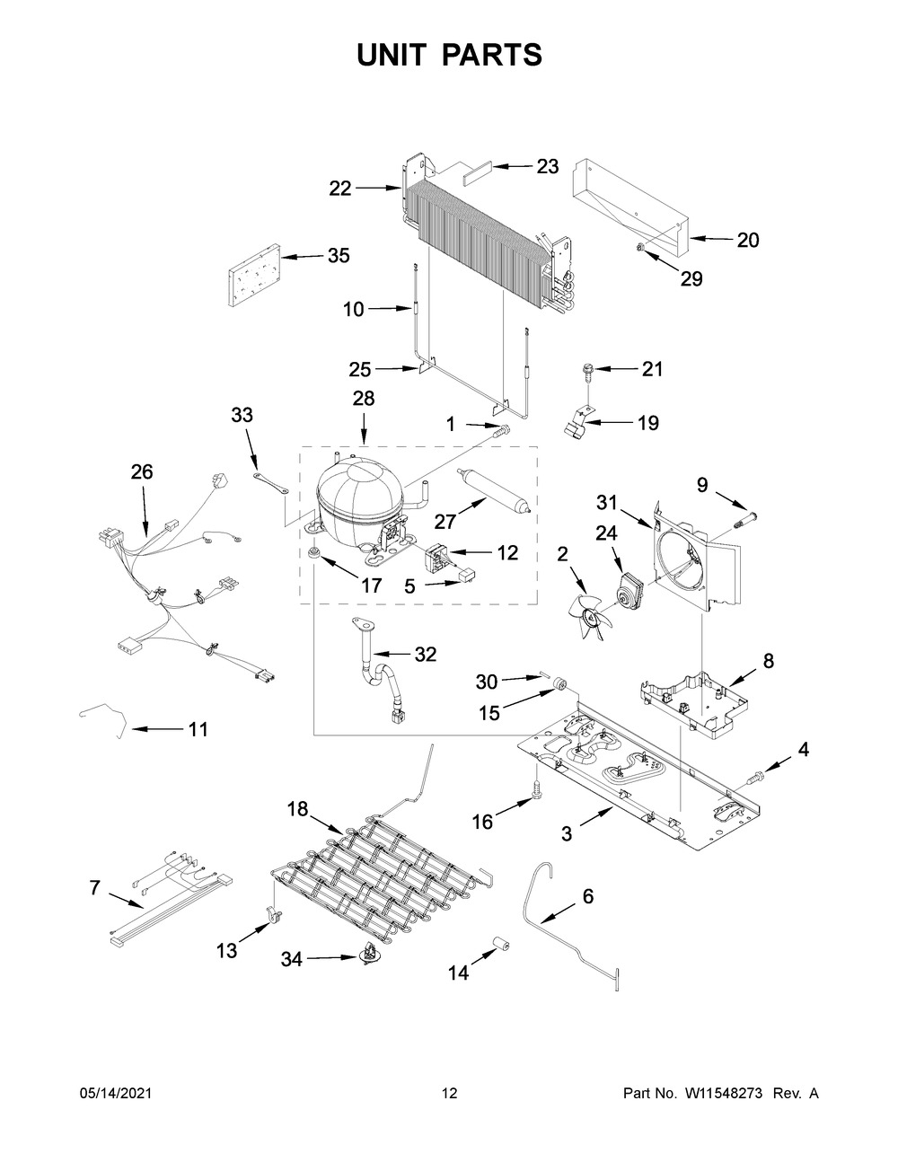 Unit Parts Diagram and Parts List for KRFF305ESS06  Whirlpool Refrigerator