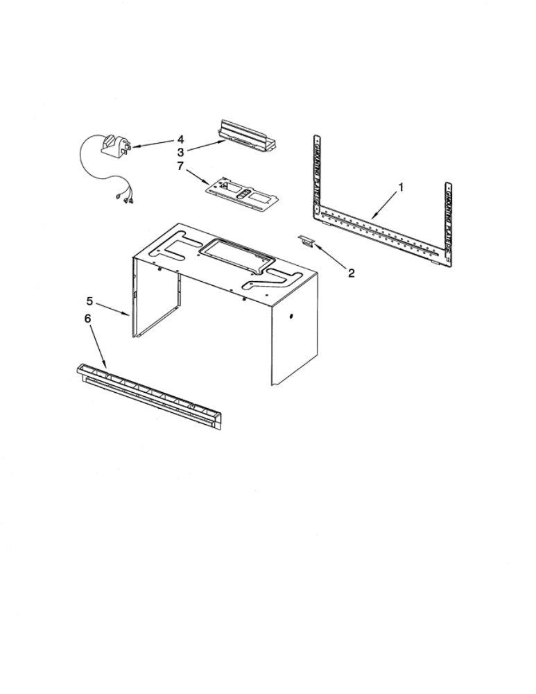 Cabinet And Installation Diagram and Parts List for YMH2175XSQ4  Whirlpool Microwave