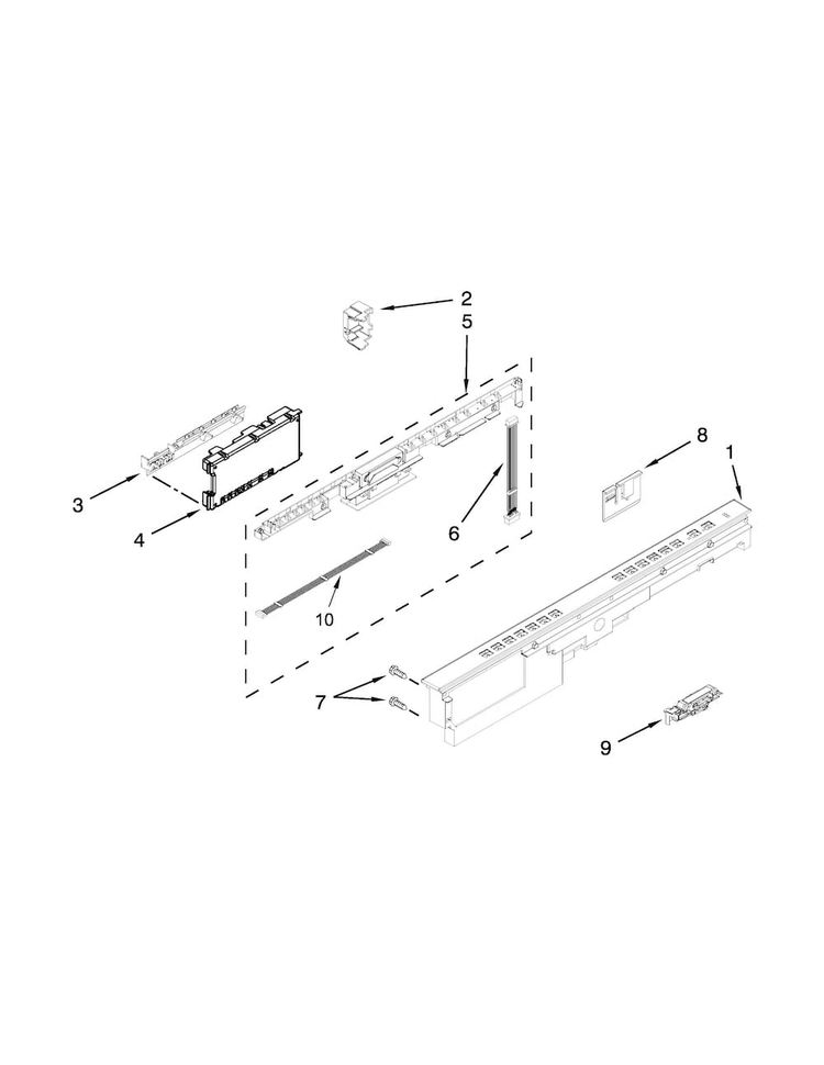 Control Panel And Latch Parts Diagram and Parts List for WDT790SAYW3  Whirlpool Dishwasher