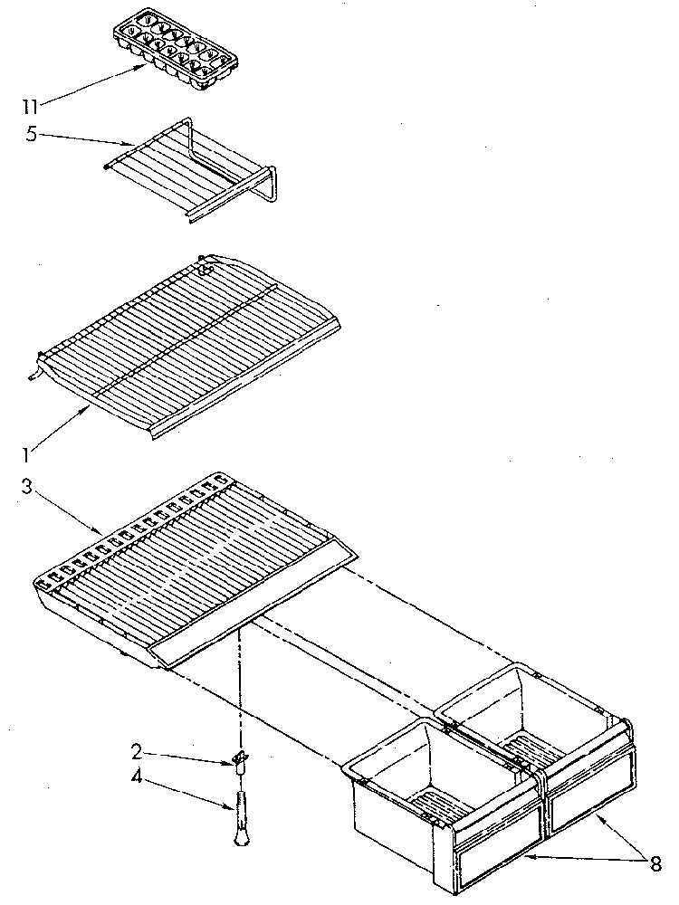 Shelf Diagram and Parts List for ET18JKYSN02  Whirlpool Refrigerator