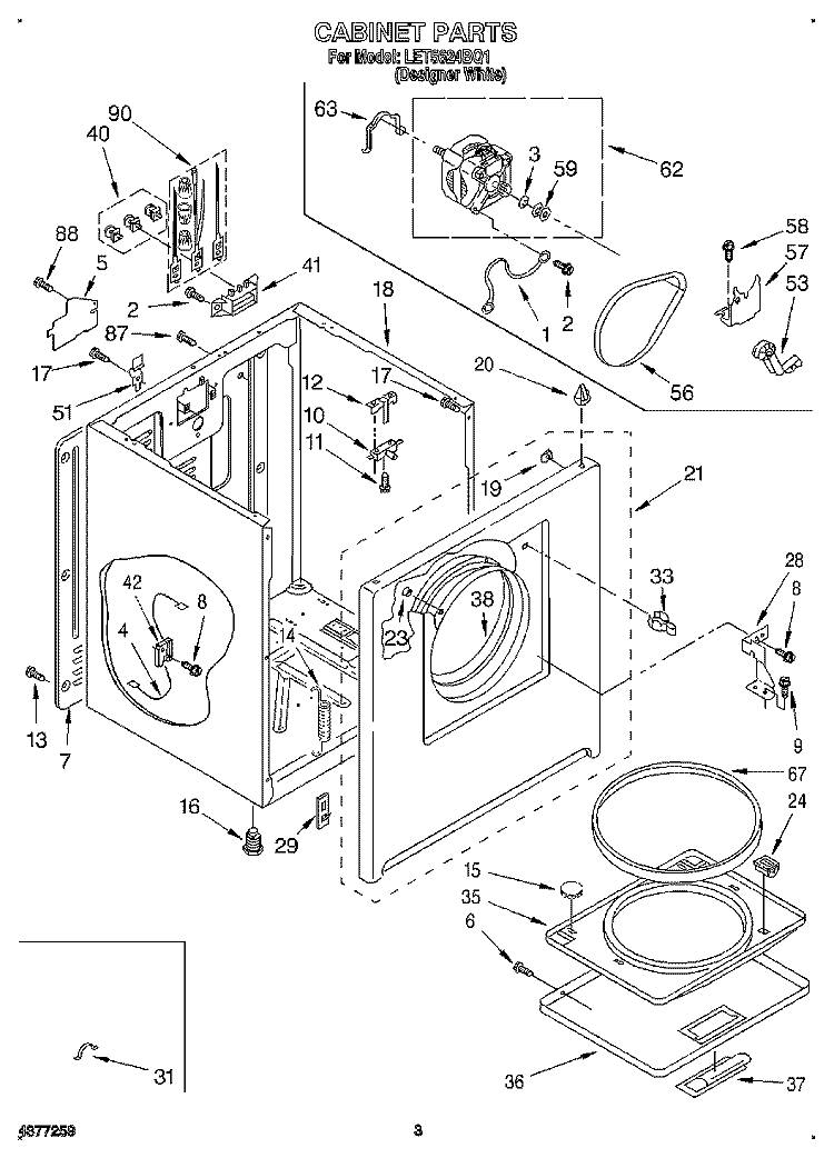 SECTION Diagram and Parts List for LET5624BQ1  Whirlpool Dryer
