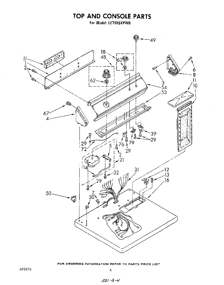 SECTION Diagram and Parts List for LE7685XPW0  Whirlpool Dryer