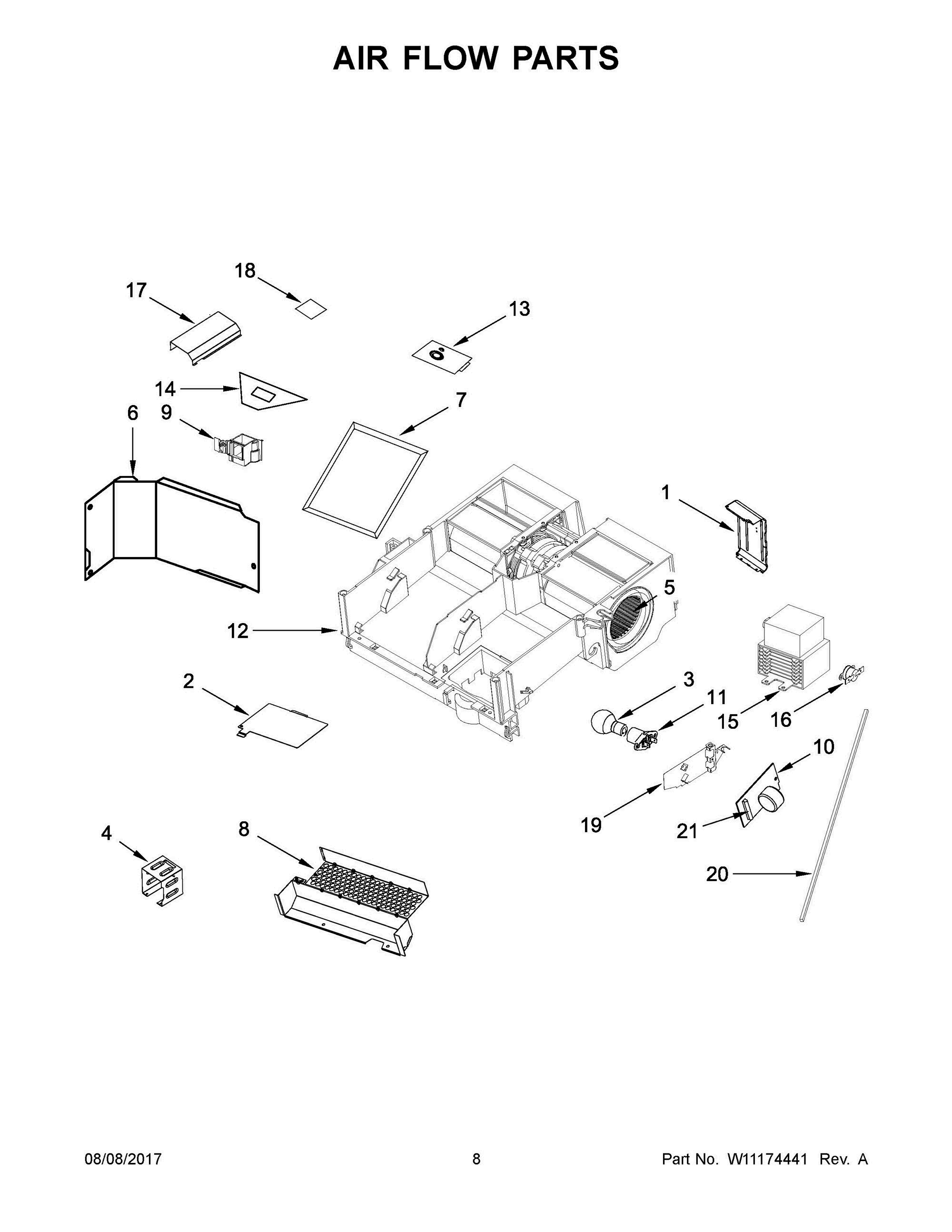 05 - AIR FLOW PARTS Diagram and Parts List for WMH53520CE6  Whirlpool Microwave Oven Combo